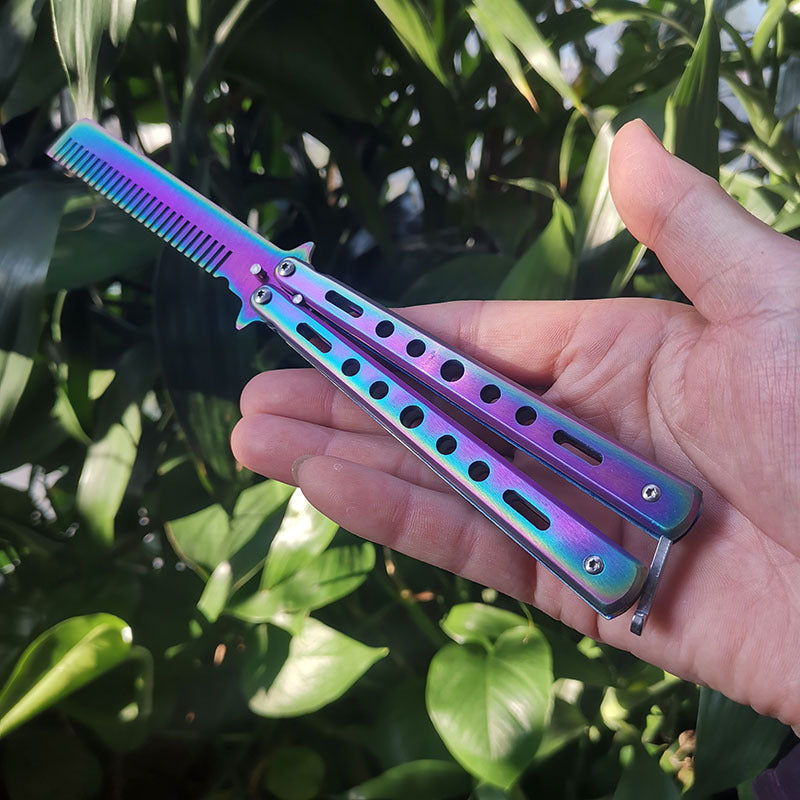 Rainbow Butterfly Knife Trainer Comb winged edge