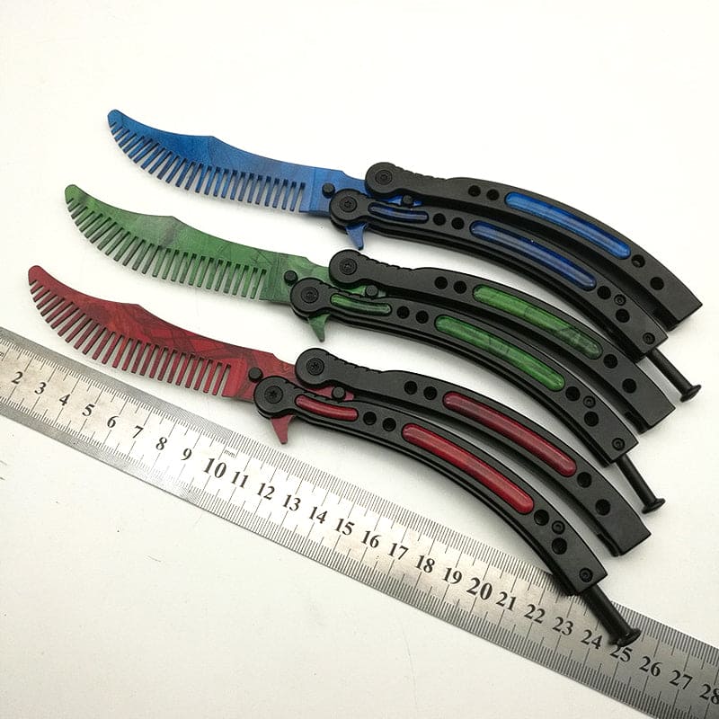 Curved Butterfly Knife Trainer Comb / - Winged Edge - Winged Edge