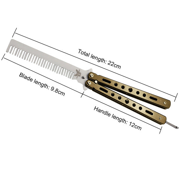 bronze comb butterfly knife trainer stainless steel - winged edge - michigan united states