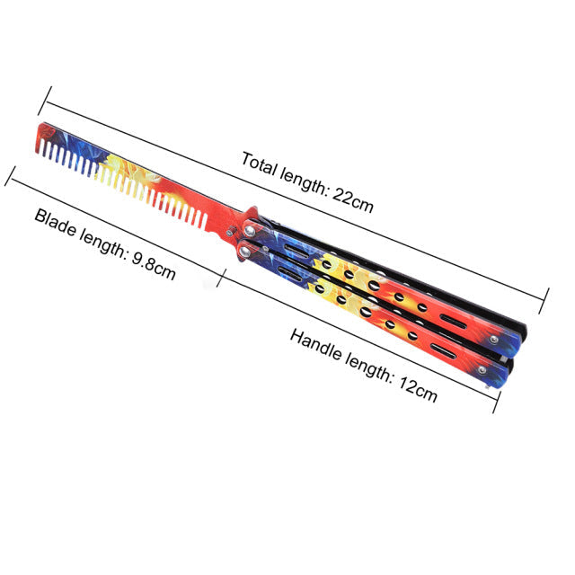 fire and ice comb butterfly knife trainer stainless steel - winged edge - michigan united states