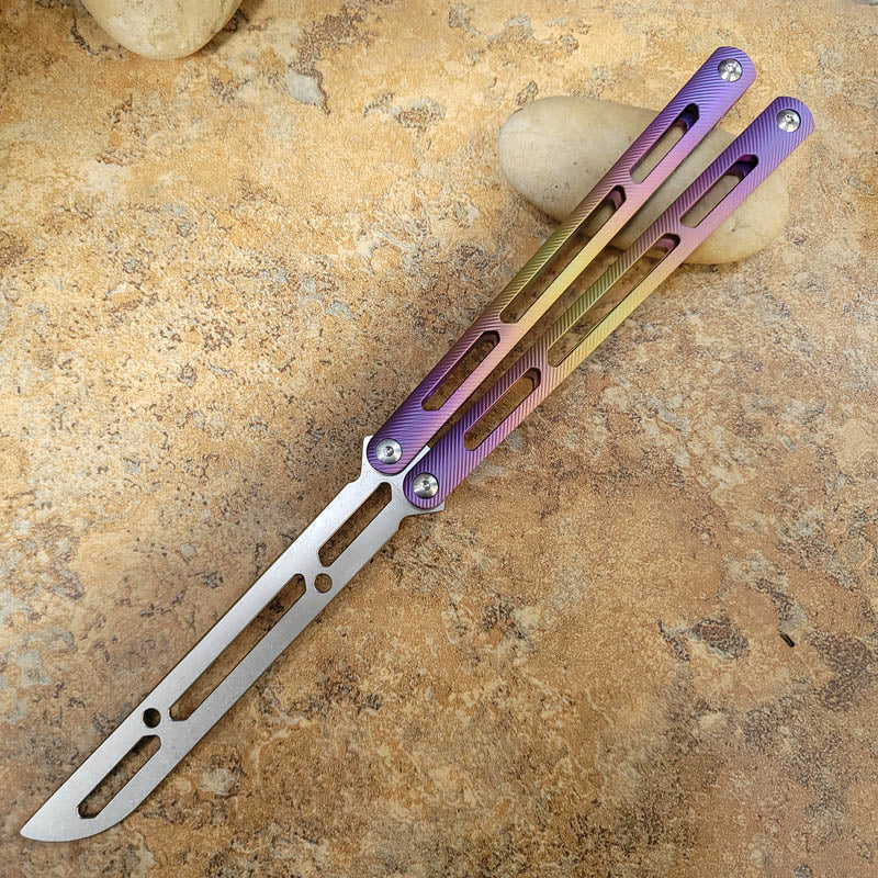 TheOne Tsunami Butterfly Knife Balisong Trainer Clone / Purple - Winged Edge - TheOne