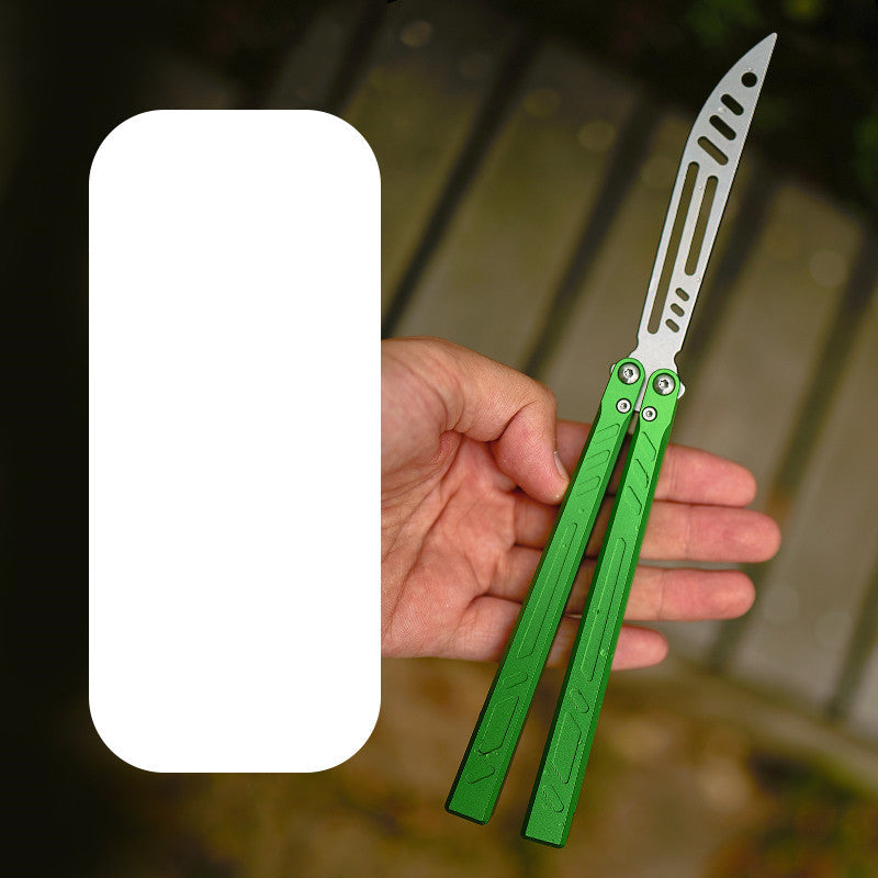 Armed Shark Aluminum Channel Barebones Butterfly Knife Trainer / Forest Green - Winged Edge - Armed Shark
