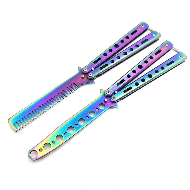 Rainbow Butterfly Knife Trainer Comb winged edge