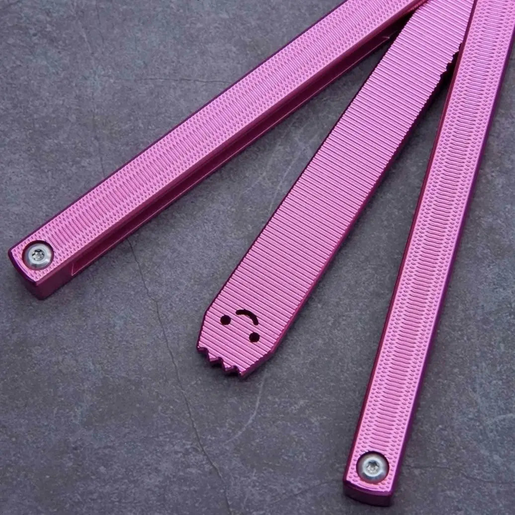 Squid Industries Squiddy-AL Butterfly Knife Balisong Trainer Clone / Pink - Winged Edge - Squid Industries