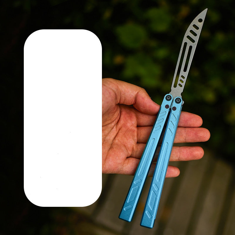 Armed Shark Aluminum Channel Barebones Butterfly Knife Trainer / Ocean Blue - Winged Edge - Armed Shark