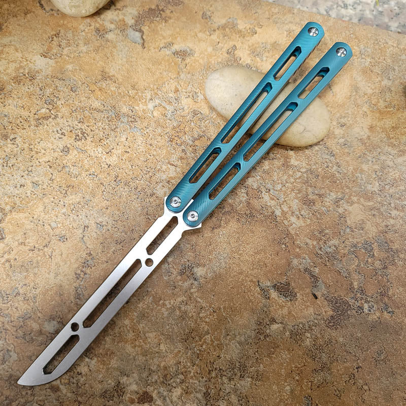 TheOne Tsunami Butterfly Knife Balisong Trainer Clone / Blue - Winged Edge - TheOne