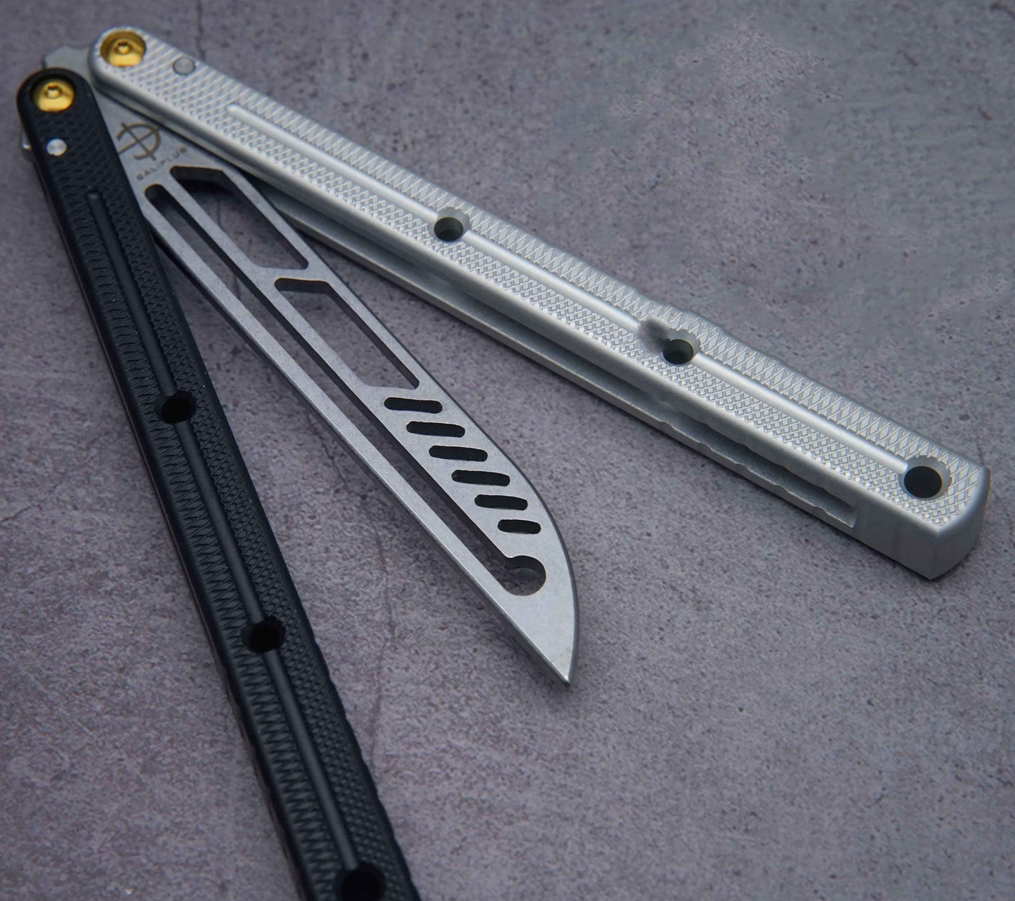 Baliplus Krake Raken (Kraken) V3 Balisong Butterfly Knife Trainer Clone / Aluminum Alloy 1 Black - Winged Edge - Baliplus