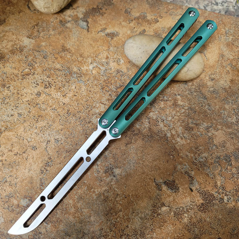 TheOne Tsunami Butterfly Knife Balisong Trainer Clone / Green - Winged Edge - TheOne