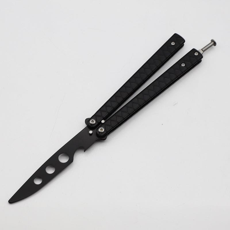 Dull Butterfly Knife Balisong Trainer / Black - Winged Edge - Winged Edge