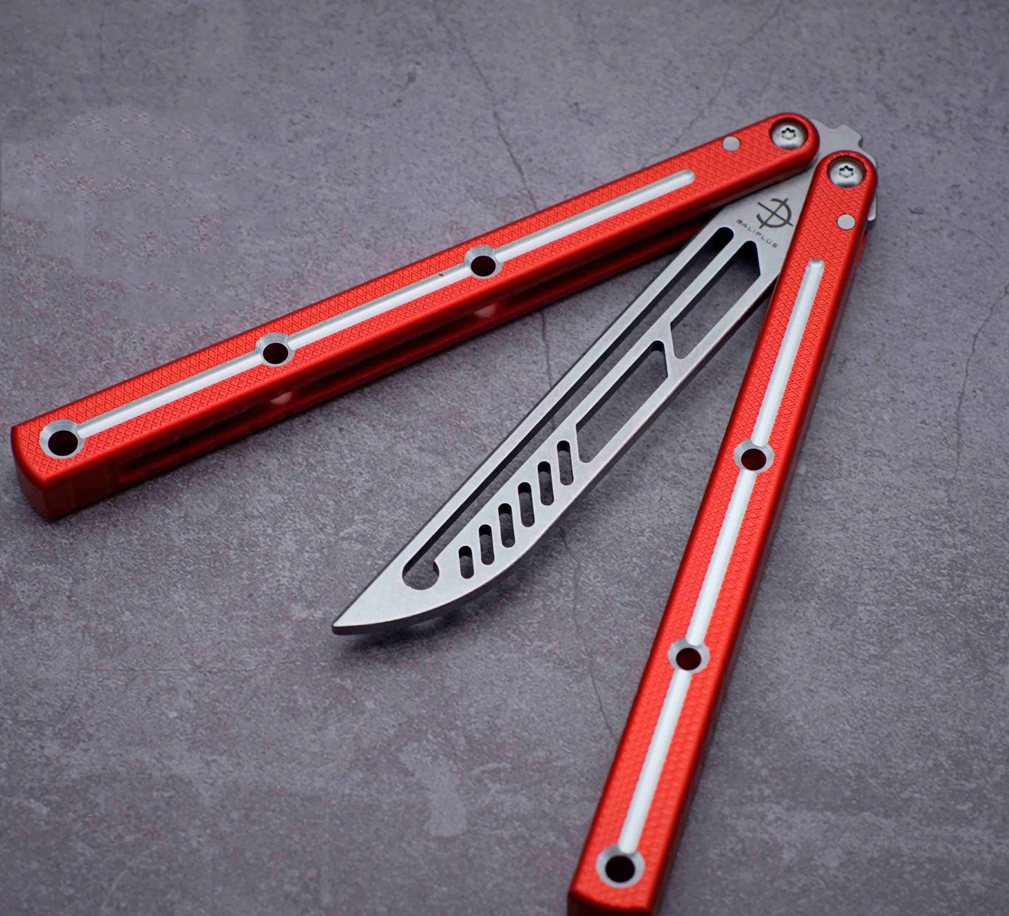 Baliplus Krake Raken (Kraken) V3 Balisong Butterfly Knife Trainer Clone / Racing Red - Winged Edge - Baliplus