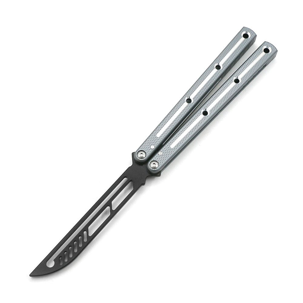 Baliplus Krake Raken (Kraken) V3 Balisong Butterfly Knife Trainer Clone / Grey - Winged Edge - Winged Edge