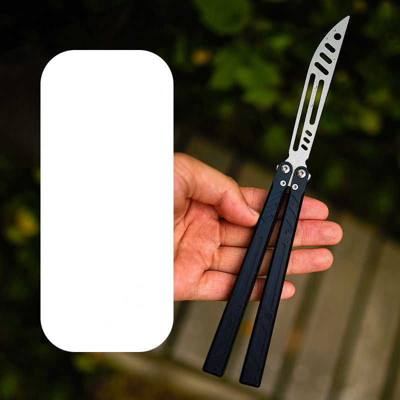 Armed Shark Aluminum Channel Barebones Butterfly Knife Trainer / Midnight Black - Winged Edge - Armed Shark
