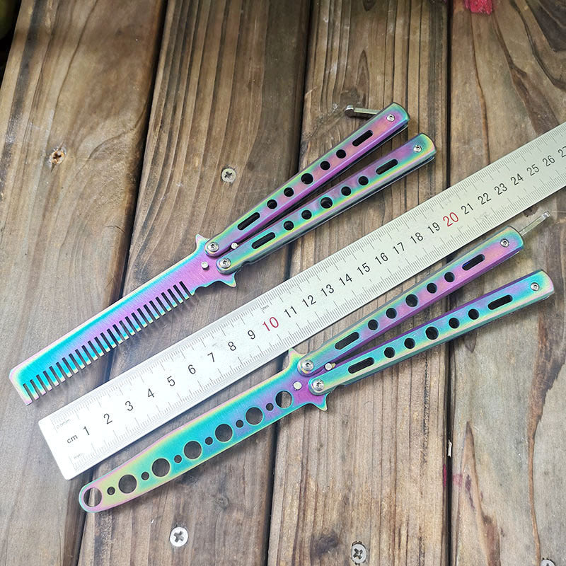 Rainbow Butterfly Knife Trainer Comb winged edge