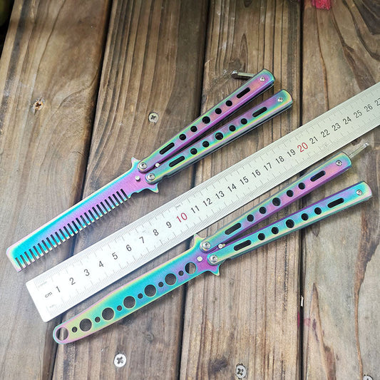 Rainbow Butterfly Knife Trainer Comb winged edge