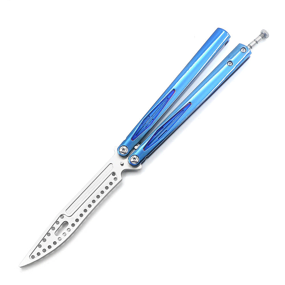 High Quality Styled Butterfly Knife Trainer / Blue titanium - Winged Edge - Winged Edge