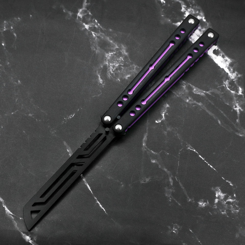 Baliplus Nautilus V2 Butterfly Knife Balisong Trainer / Purple / Inked - Winged Edge - Baliplus