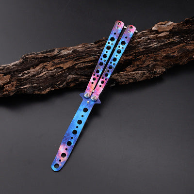 Unsharpened Butterfly Knife Balisong Trainer / Bright Galaxy - Winged Edge - Winged Edge