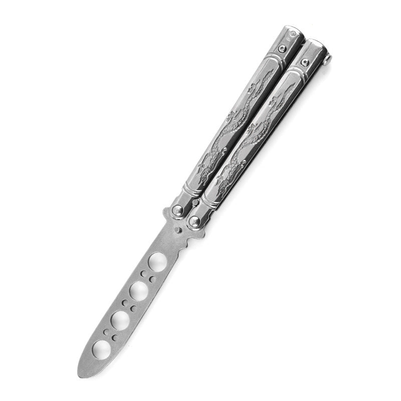Patterned Butterfly Knife Trainer / Silver - Winged Edge - Winged Edge
