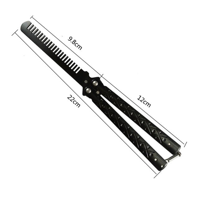 black comb butterfly knife trainer stainless steel - winged edge - michigan united states