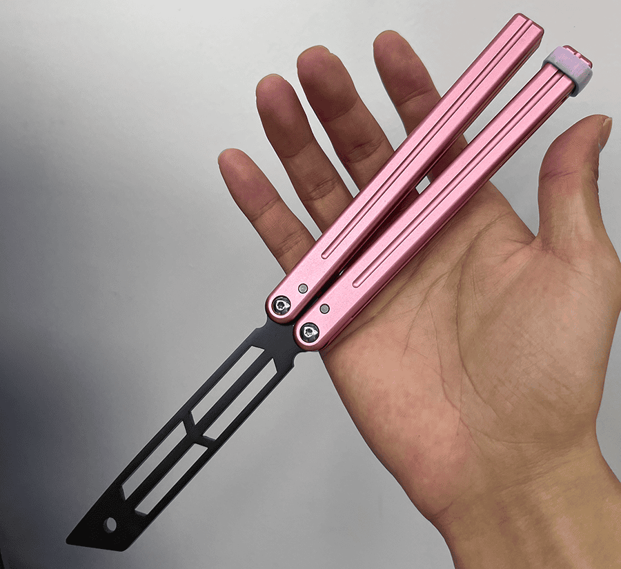 Squid Industries Inked Triton V2 Butterfly Knife Balisong Trainer Clone / Pink - Winged Edge - Squid Industries
