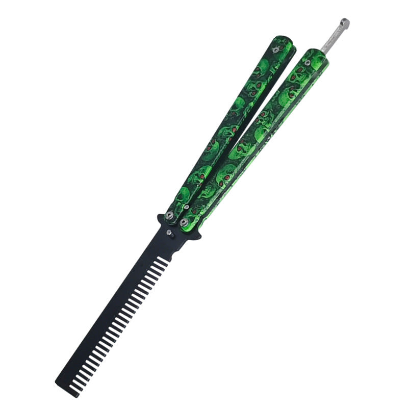 Butterfly Knife Trainer Dull Comb 100% Safe / Green - Winged Edge - Winged Edge