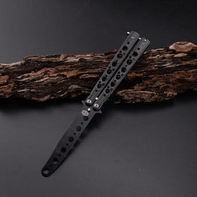 Unsharpened Butterfly Knife Balisong Trainer / Black - Winged Edge - Winged Edge