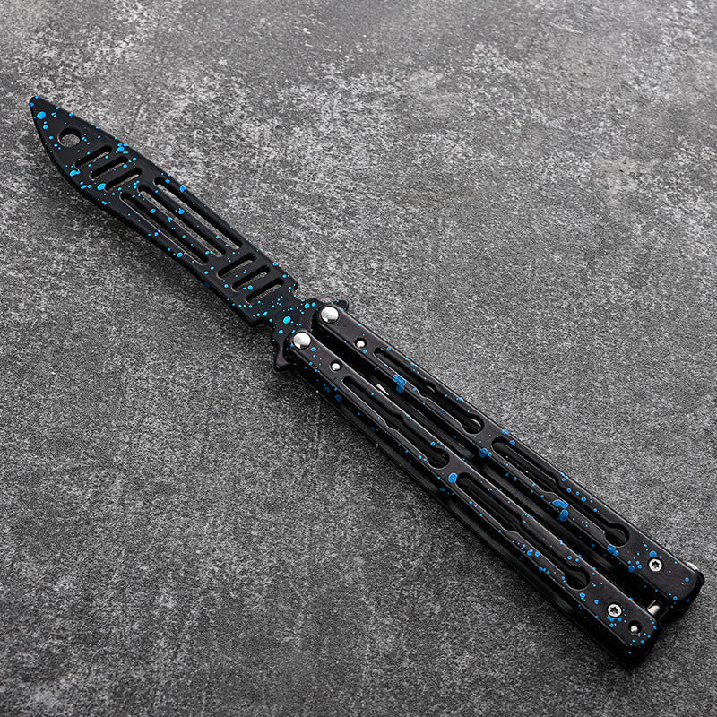 Galaxy Butterfly Knife Trainer / Blue / Straight - Winged Edge - Winged Edge