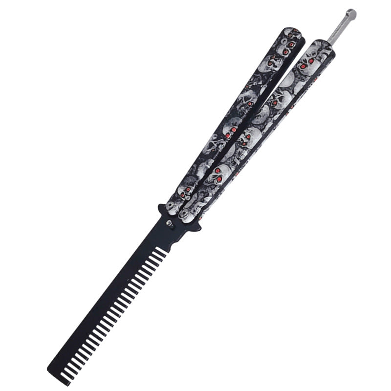 Butterfly Knife Trainer Dull Comb 100% Safe / White - Winged Edge - Winged Edge