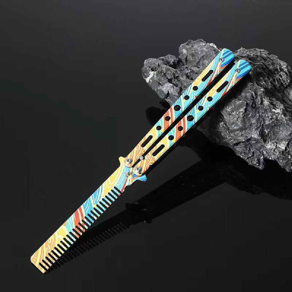Comb Butterfly Knife Trainer / Rainbow - Winged Edge - Winged Edge