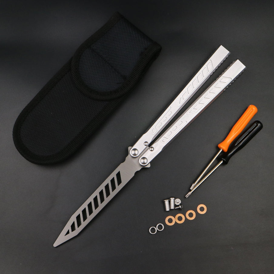 TheOne Falcon Butterfly Knife Trainer / Alloy Silver - Winged Edge - TheOne