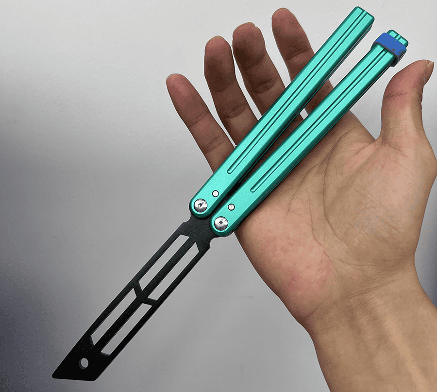 Squid Industries Inked Triton V2 Butterfly Knife Balisong Trainer Clone / Teal - Winged Edge - Squid Industries