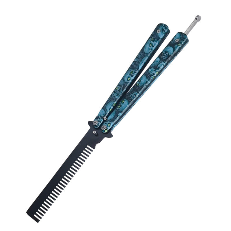Butterfly Knife Trainer Dull Comb 100% Safe / Blue - Winged Edge - Winged Edge