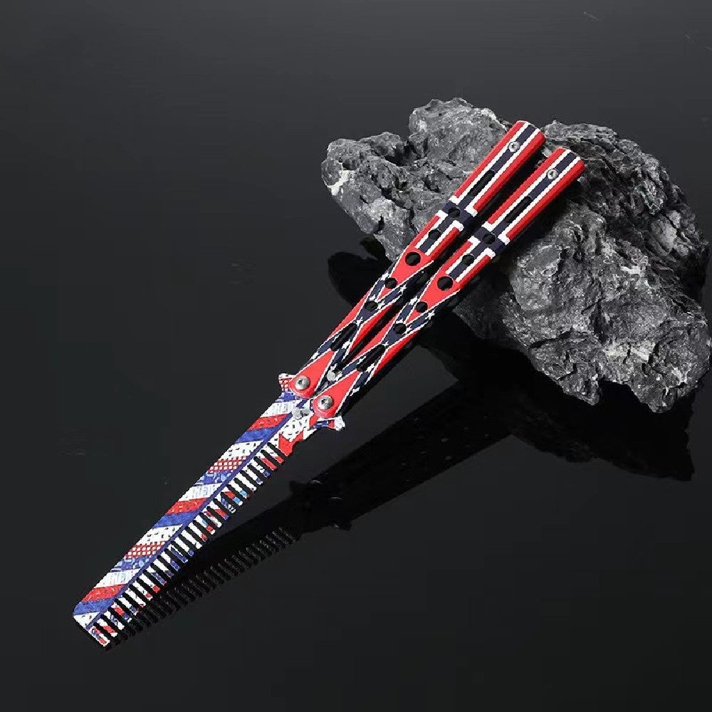 Comb Butterfly Knife Trainer / Coloured Flag - Winged Edge - Winged Edge