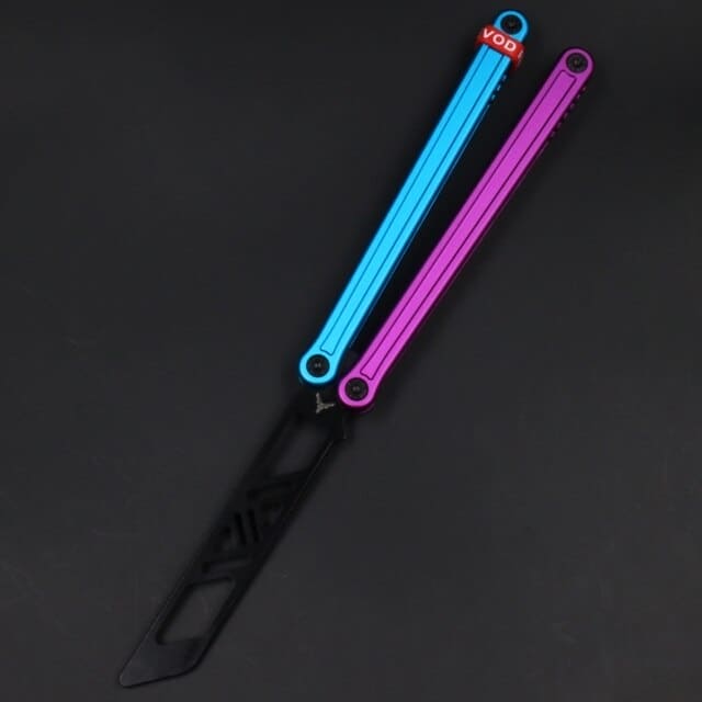 Glidr Arctic 2 Butterfly Knife Balisong Trainer Clone / Blue & Purple - Winged Edge - XDYY