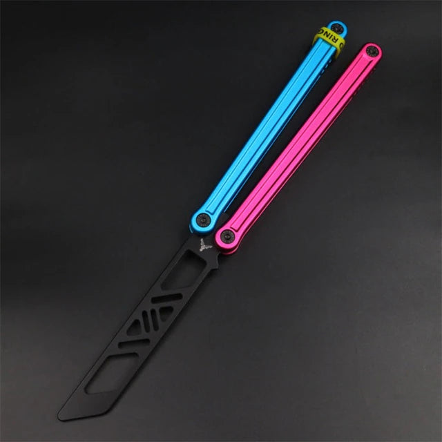Glidr Arctic 2 Butterfly Knife Balisong Trainer Clone / Blue & Pink - Winged Edge - XDYY