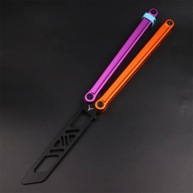 Glidr Arctic 2 Butterfly Knife Balisong Trainer Clone / Orange & Purple - Winged Edge - XDYY