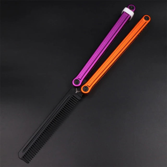 Glidr Arctic 2 Butterfly Knife Balisong Trainer Clone / Orange & Purple (Comb) - Winged Edge - XDYY