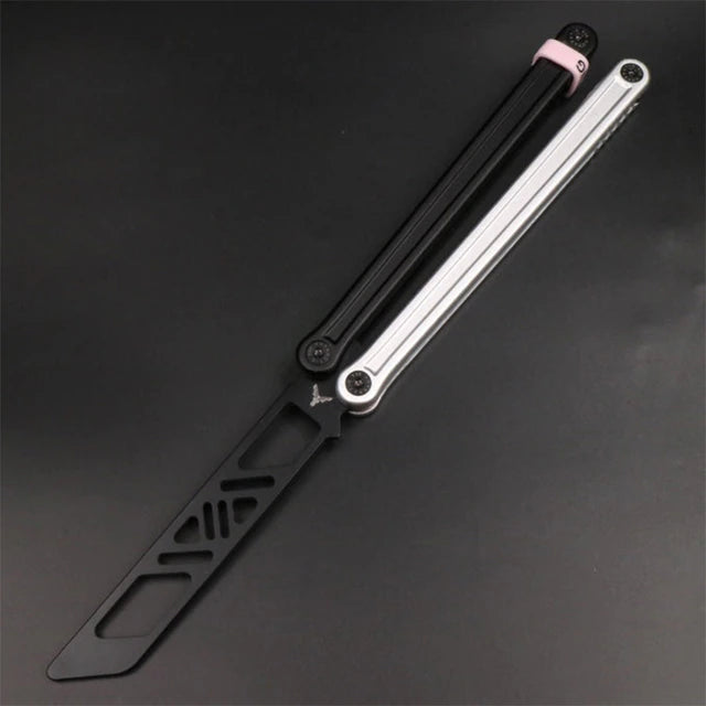 Glidr Arctic 2 Butterfly Knife Balisong Trainer Clone / Black & White - Winged Edge - XDYY