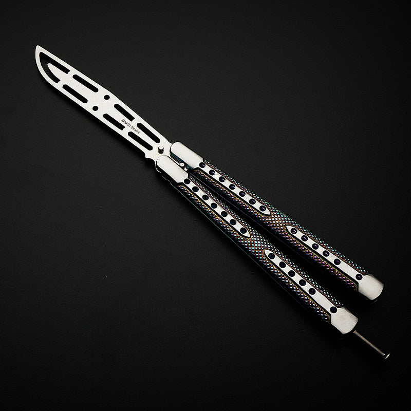 HoneyComb Balisong Butterfly Knife Trainer / Rainbow Shine / Curve Blade - Winged Edge - Winged Edge