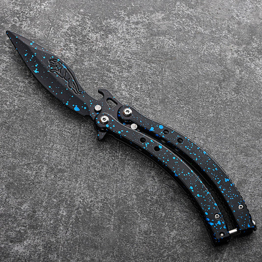 Galaxy Butterfly Knife Trainer / Blue / Curved - Winged Edge - Winged Edge