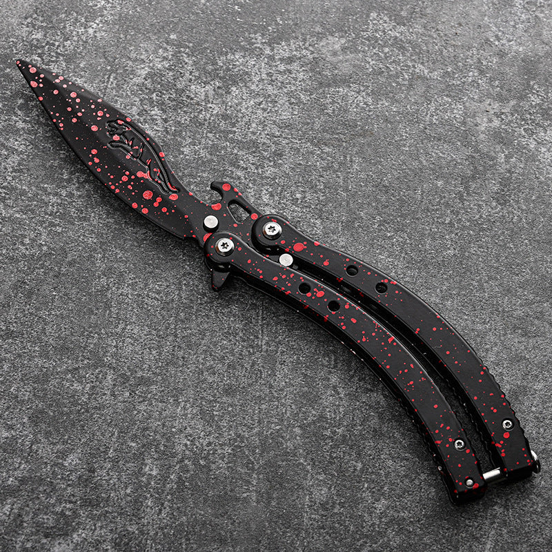 Galaxy Butterfly Knife Trainer / Red / Curved - Winged Edge - Winged Edge