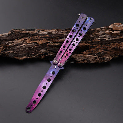 Unsharpened Butterfly Knife Balisong Trainer / Galaxy - Winged Edge - Winged Edge