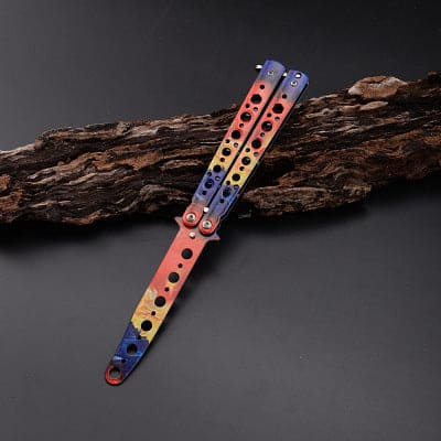 Unsharpened Butterfly Knife Balisong Trainer / Fire & Ice - Winged Edge - Winged Edge