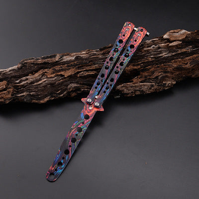 Unsharpened Butterfly Knife Balisong Trainer / Dark Tentacle - Winged Edge - Winged Edge