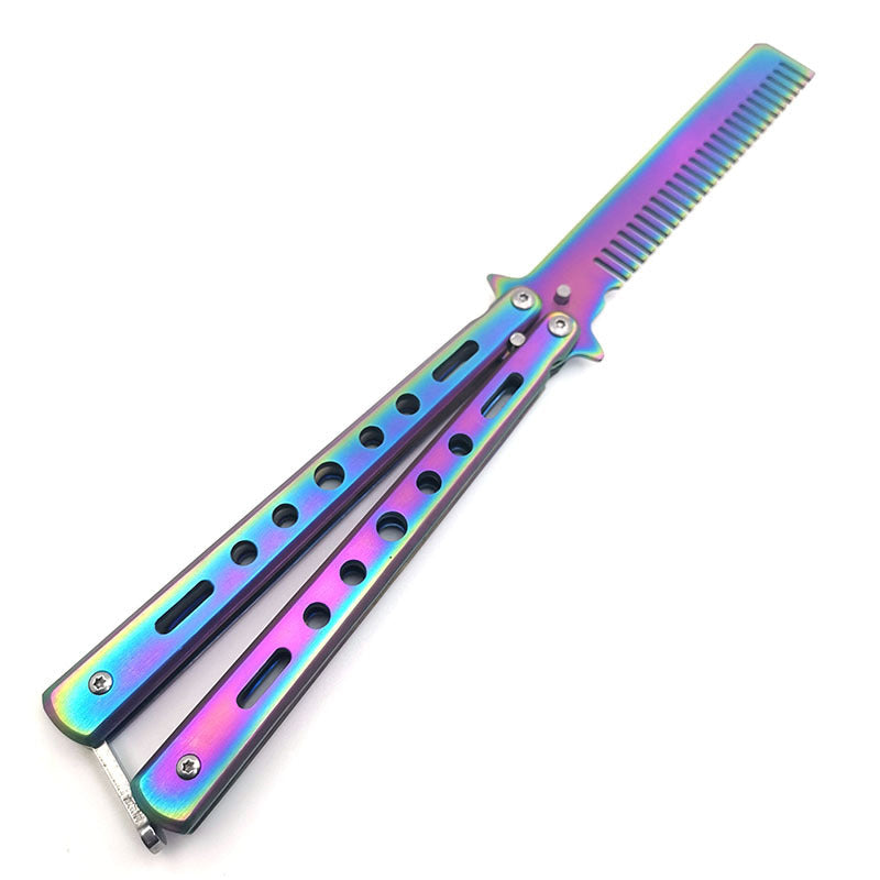 Rainbow Butterfly Knife Trainer Comb winged edge