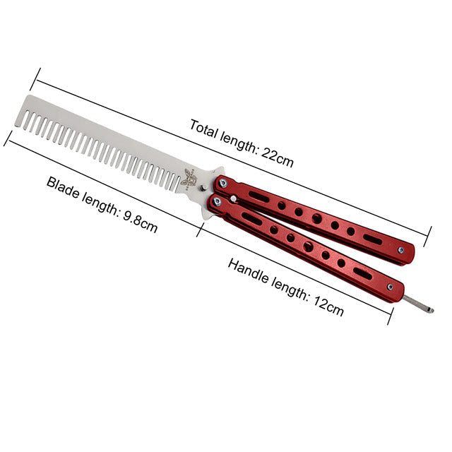 red comb butterfly knife trainer stainless steel - winged edge - michigan united states