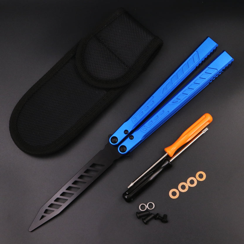 TheOne Falcon Butterfly Knife Trainer / Ocean Blue & Black Blade - Winged Edge - TheOne