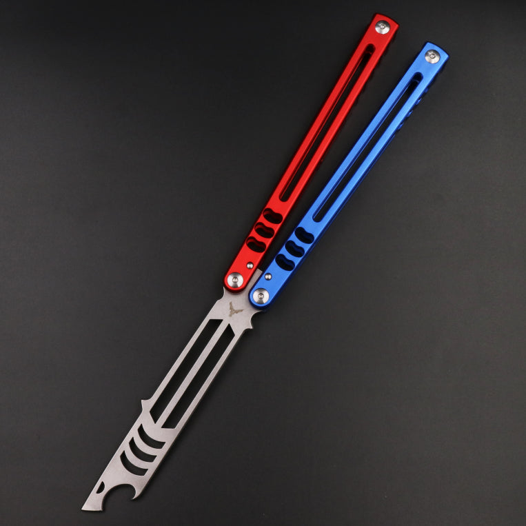 XDYY Mako Bottle Opener V3 Butterfly Knife Trainer / Red & Blue - Winged Edge - XDYY