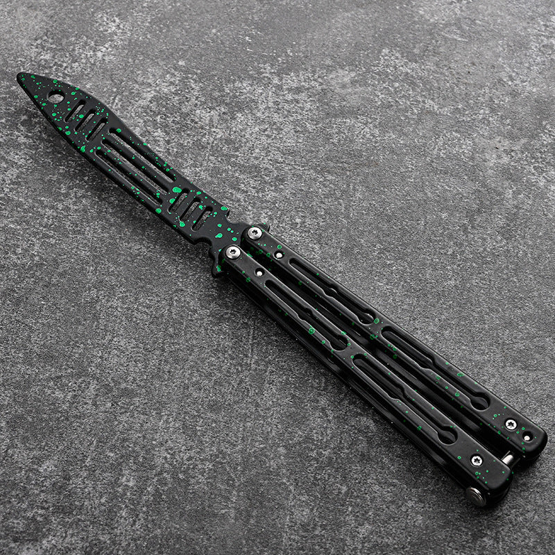 Galaxy Butterfly Knife Trainer / Green / Straight - Winged Edge - Winged Edge