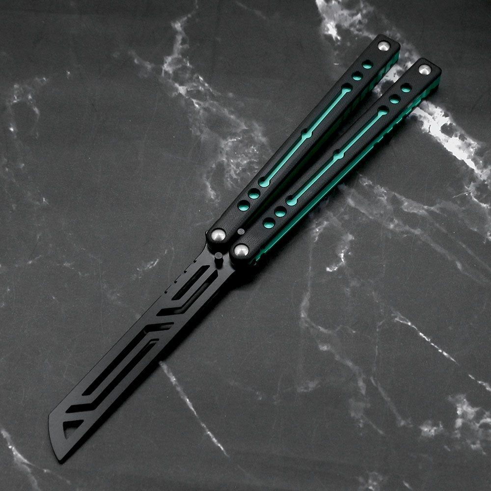 Baliplus Nautilus V2 Butterfly Knife Balisong Trainer / Teal / Inked - Winged Edge - Baliplus